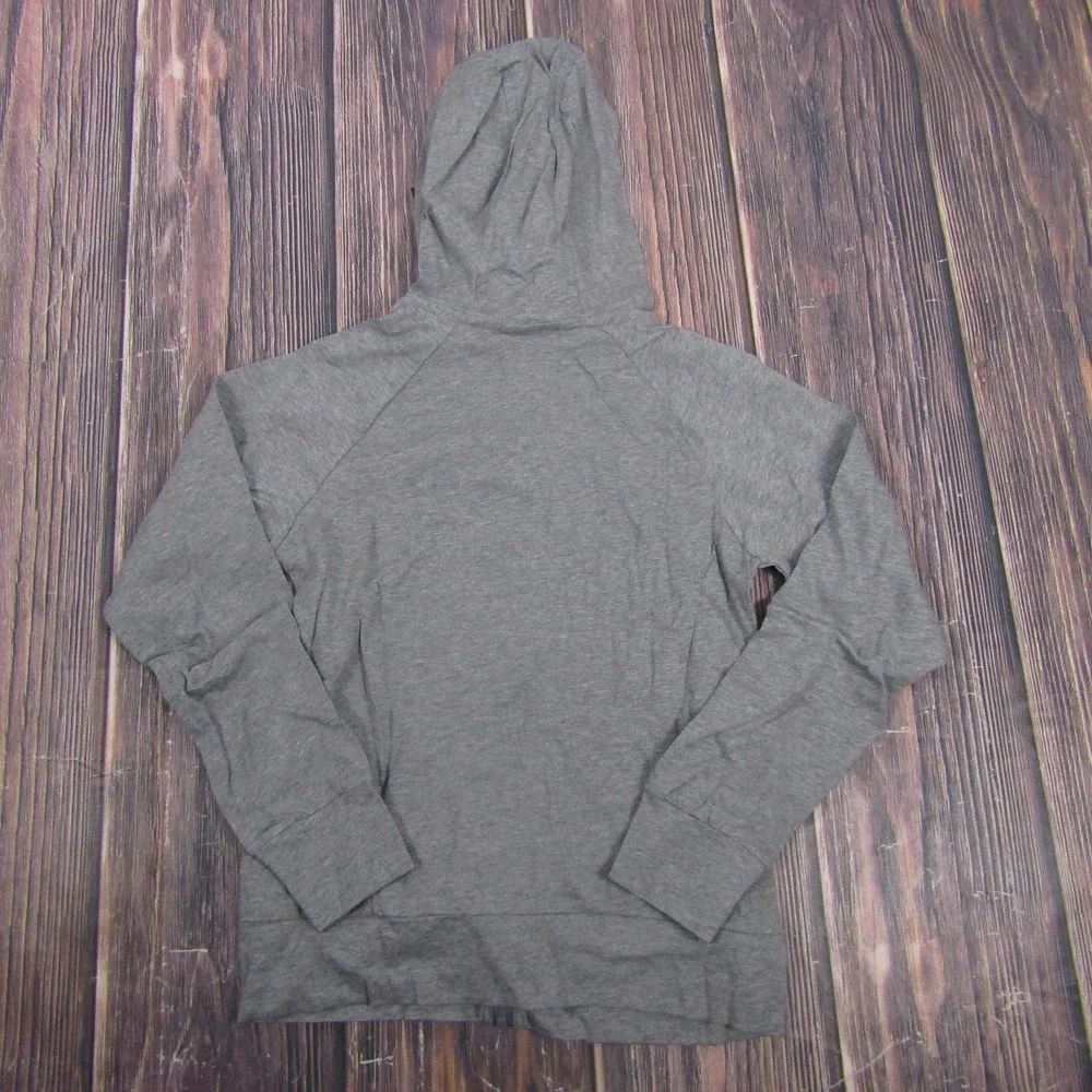Nike Hoodie Girls Large Gray Full Zip Swoosh 100% Cotton Lightweight AQ9051-091